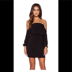 Off Shoulder Mini Dress in Black size S